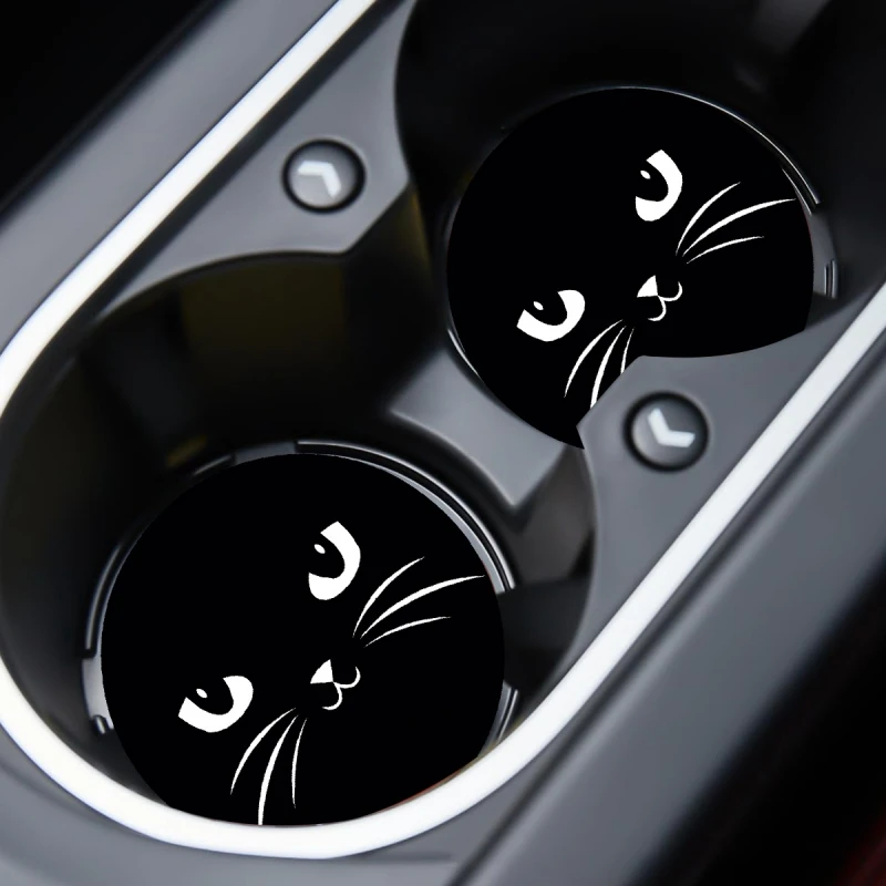 2PCS Car Cup Coaster Silicone Storage Mat Interior Accessories