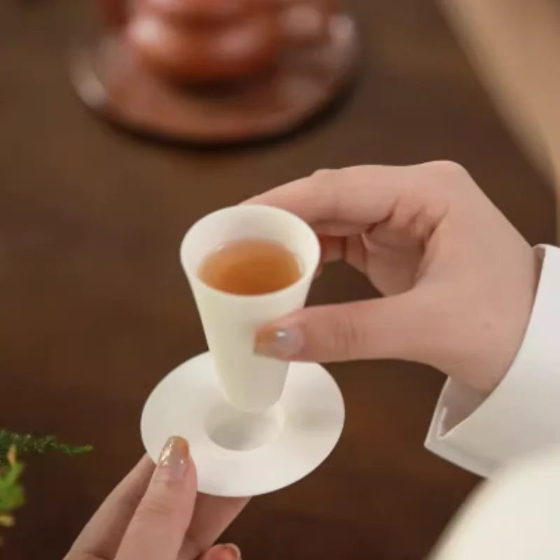 High end tea ceremony, tea art, lamb fat jade porcelain, new single cup set, master cup, fragrance, Chinese set, kitchen