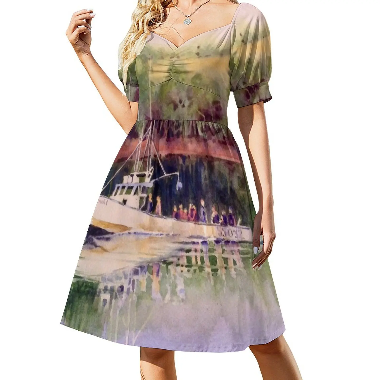 Vestido de fiesta de manga corta con langosta para barco, elegante y chic, vestido de noche para mujer, vestidos de verano para mujer, vestido largo para mujer, vestidos de gala