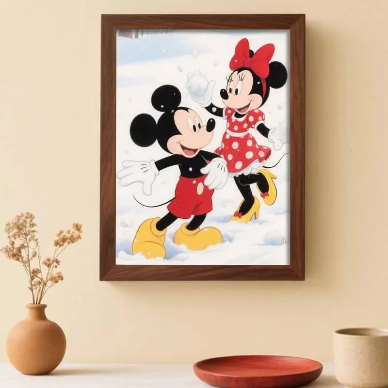 Tableau Mickey et Minnie dans la neige | Décoration Disney