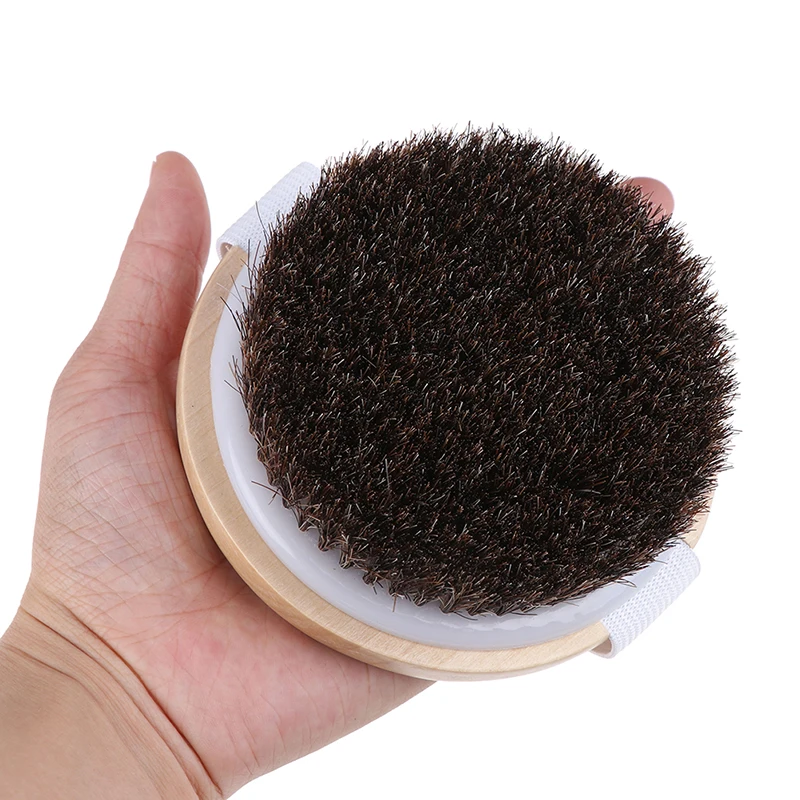 1X Wood Natural Horse Hair Bath Body Brush Cellulite Shower Dry Skin Exfoliation 3