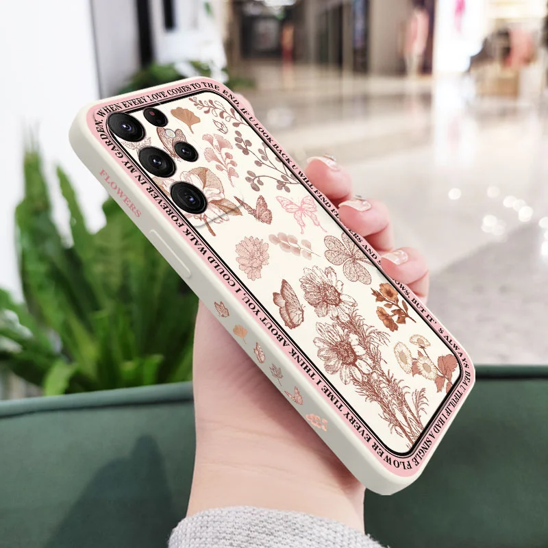 Đầm Vintage Hoa Ốp Lưng Điện Thoại Samsung Galaxy S22 S21 S20 Ultra Plus FE S10 S9 S10E Note 20 Ultra 10 9 Plus cute samsung cases Cases For Samsung