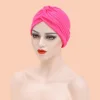 Women Muslim Hood Cap Pure Color New Lady Headscarf Hats Female Stitching Forehead Cross National Caps Girls Indian Hats 5
