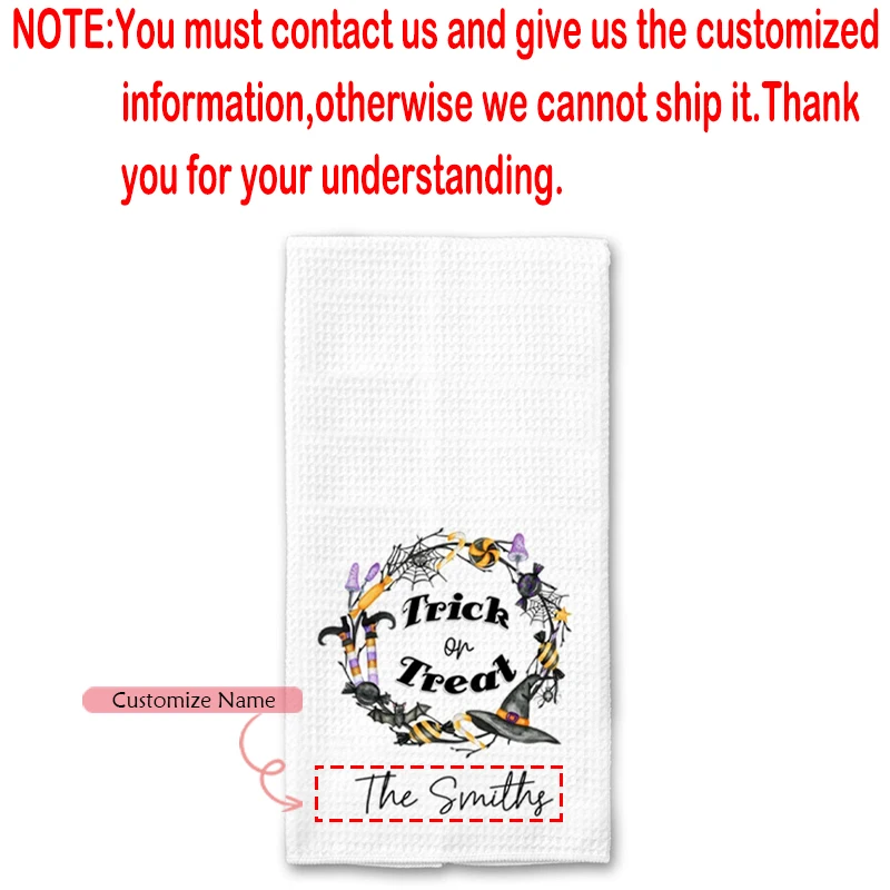 Personalisiertes Geschirrtuch mit Halloween-Motiv, individuelles Gastgeberin-Geschenk, Halloween-Party-Tischzubehör, Heim- und Küchendekorationszubehör – Detail 9