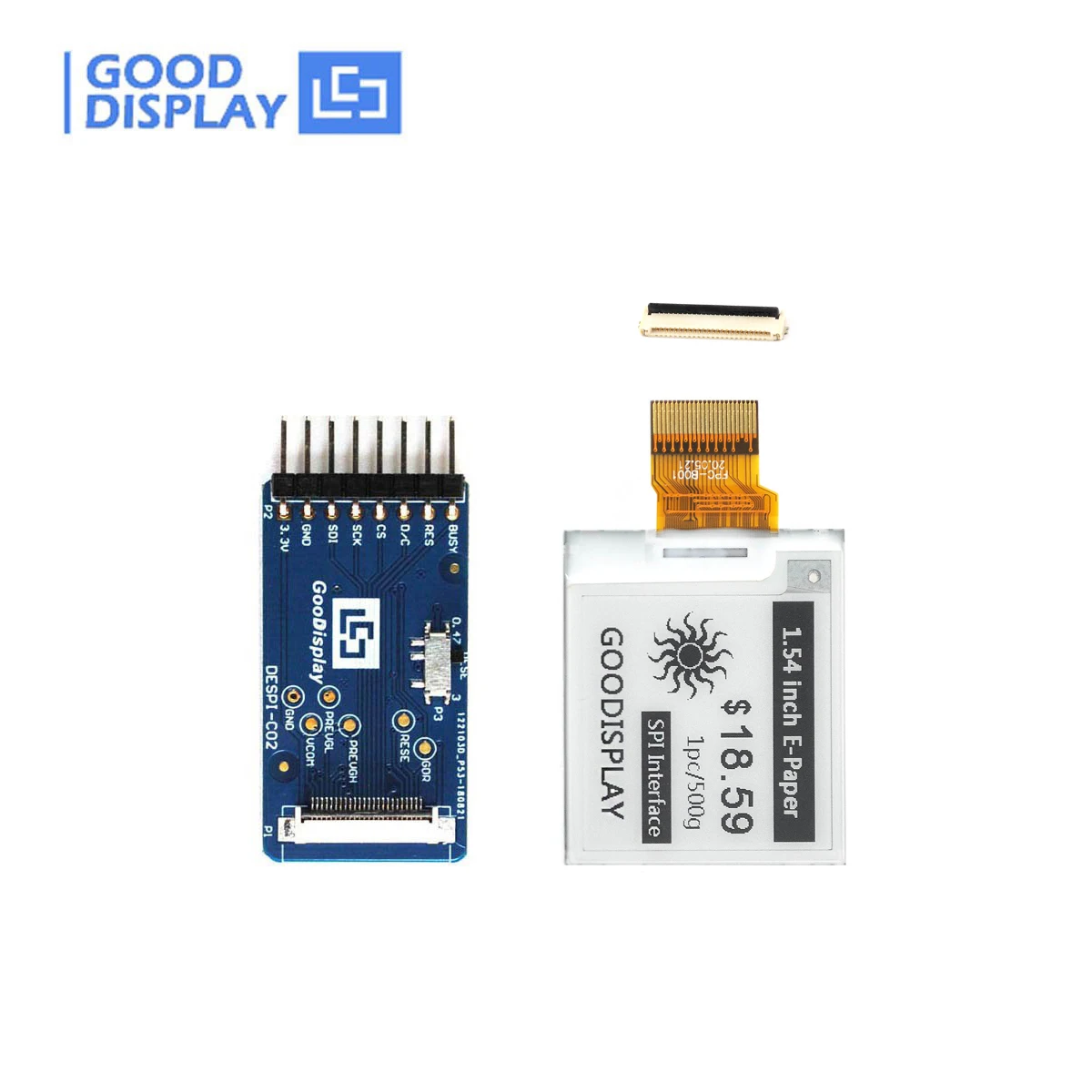 Quadrado 1.54 Polegadas 200×200 Display E-paper Gdey0154d67 Spi Epaper Hat para Stm32 Esp32 Esp8266