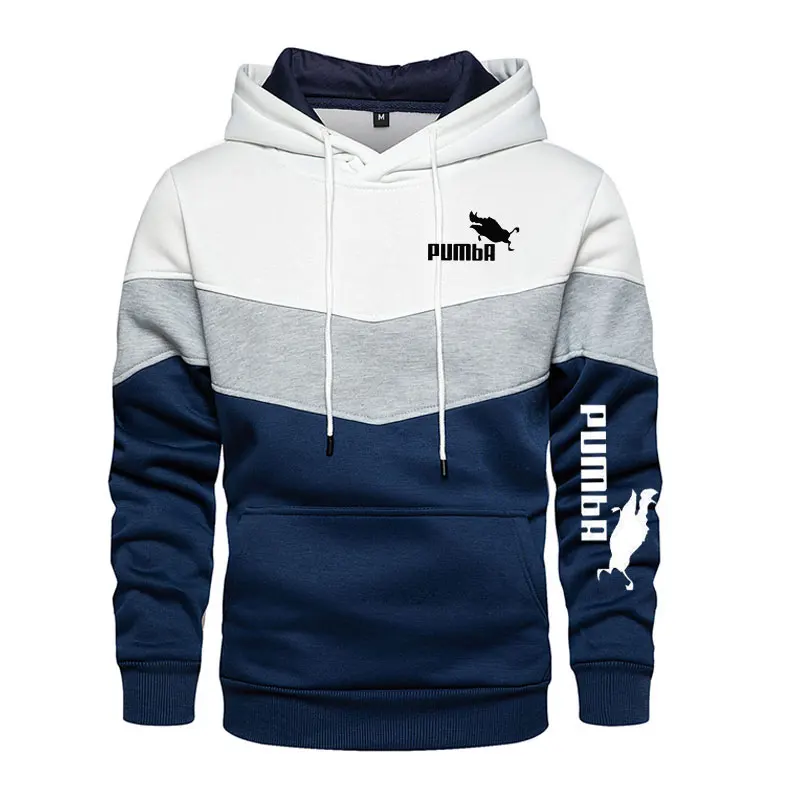 Patchwork color Men's New Pumba Sports Print Hoodie Set Men's Fleece Sweater Casual Designer Sportswear Casual Pullover