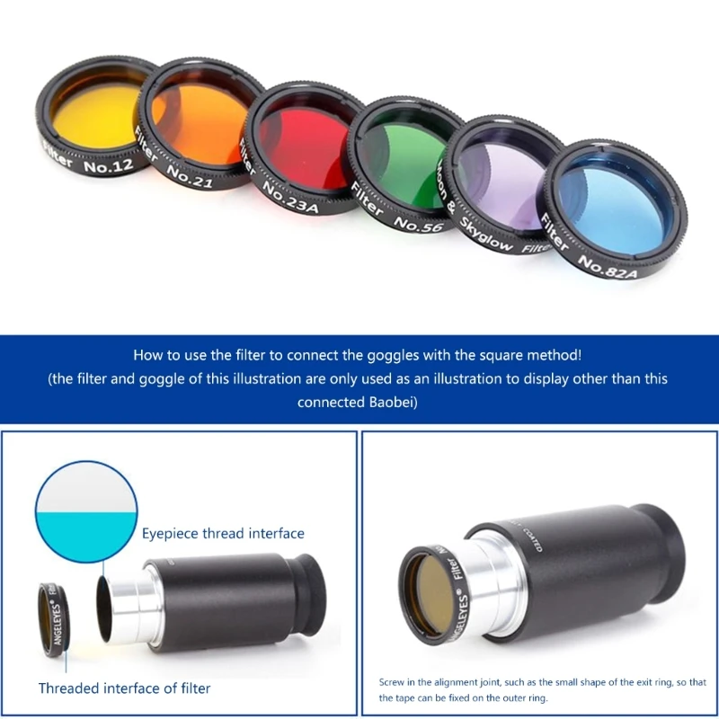 

Upgraded 6 Color Filters Planetary Observation Filter Filter set Accessories Perfect for Hobbyists