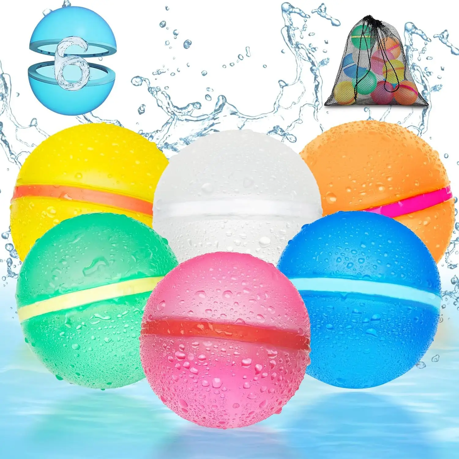 Hot Selling Reusable Silicone Adhesive Explosive Ball Magnetic Water Absorbing Ball Water Fight Magnetic