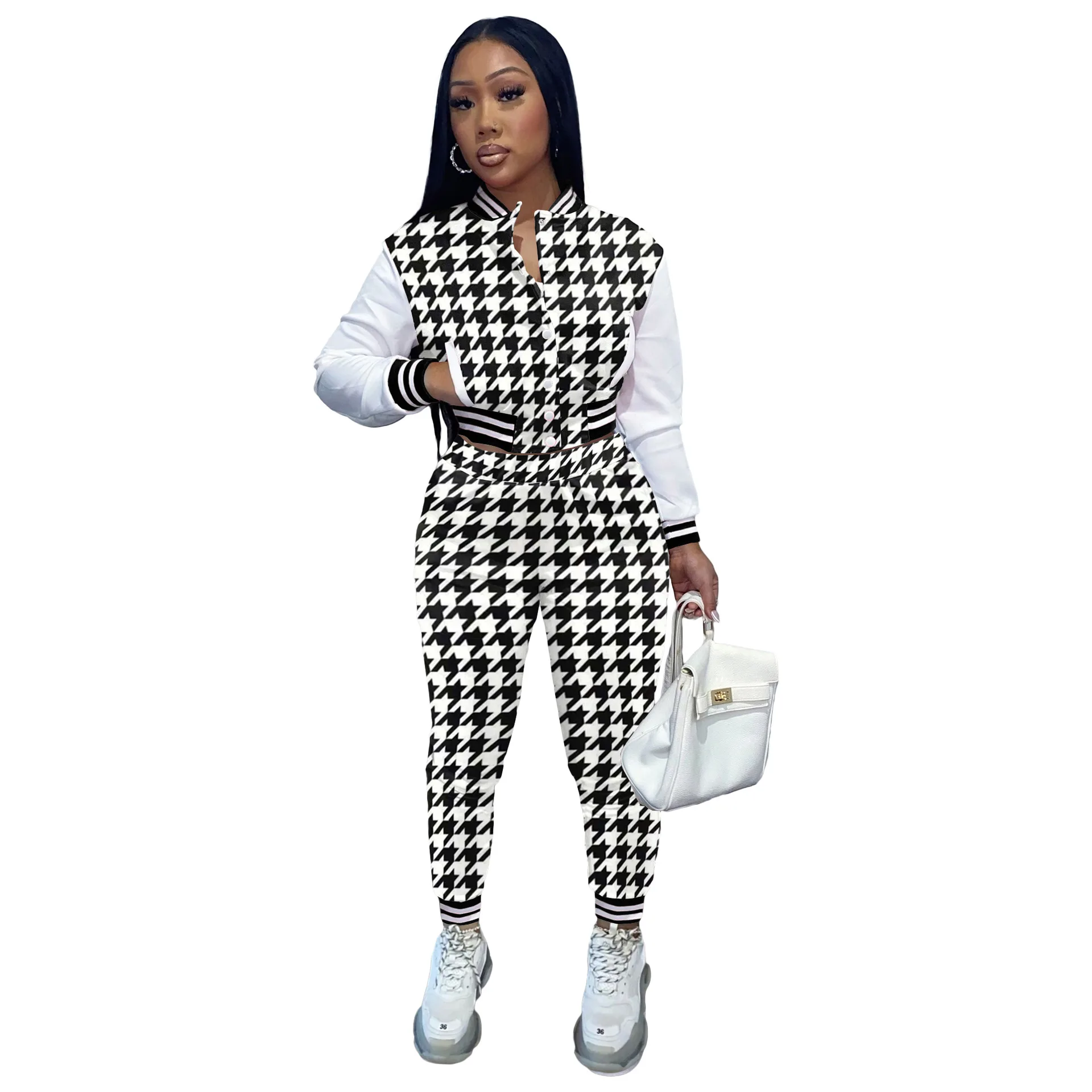 Fashion Women Set Baseball Suit Winter Spring Printing Casual Tracksuit Women 2 Pieces Set Sports Sweatshirts Sweatpants Outfits