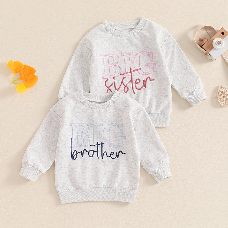 Sibling Letter Embroidery Matching Sweatshirts
