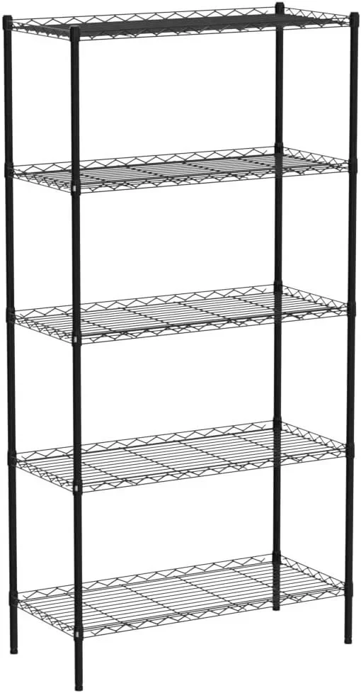 

5 adjustable wire shelving units with shelving lining, each with a load-bearing capacity of 150 pounds,for kitchen storage rooms