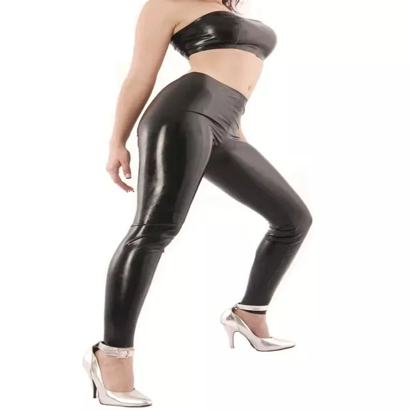 

Латексные черные леггинсы с высокой талией, Женские сексуальные эластичные обтягивающие штаны для женщин