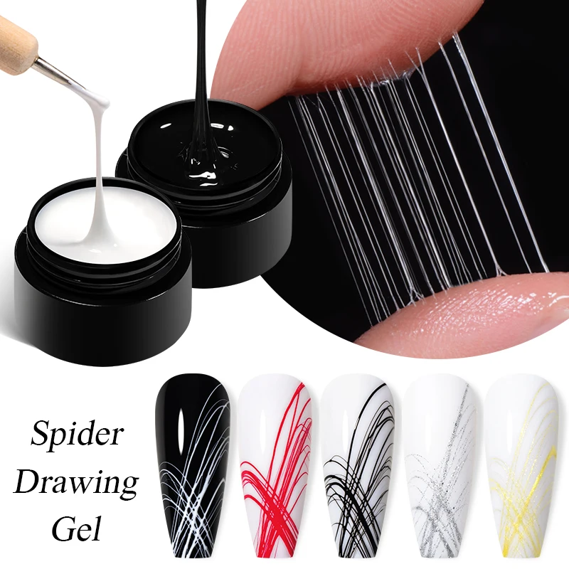 MEET ACROSS 5ml Silver Gold Spider Drawing Gel Nail Polish Spider Wire Drawing Painting Liner Nail Art Gel Varnish DIY Manicure 2