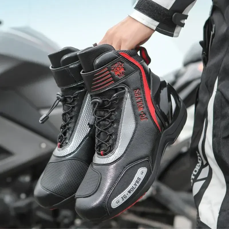 

Мужские ботинки для мотокросса из микрофибры, защитные Нескользящие ботильоны для езды на мотоцикле и гонок