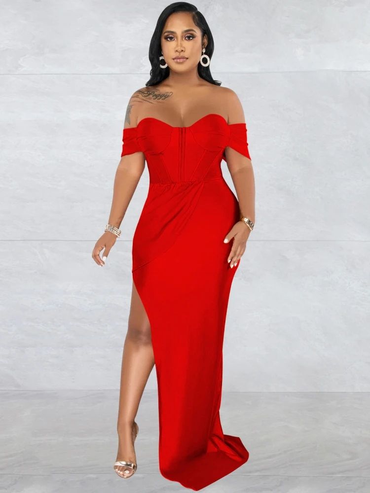 

African Dresses For Women Dashiki Off The Shoulder Dress Africa Clothes Fashion Long Maxi Party Dress Robe Africaine Femme