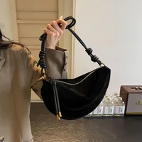 Faux Suede Super Popular Niche Suede Shoulder Bag for Women 2025 Hot Sale Single Crossbody Bags Underarm Dumpling Sweet Bags - Image 3