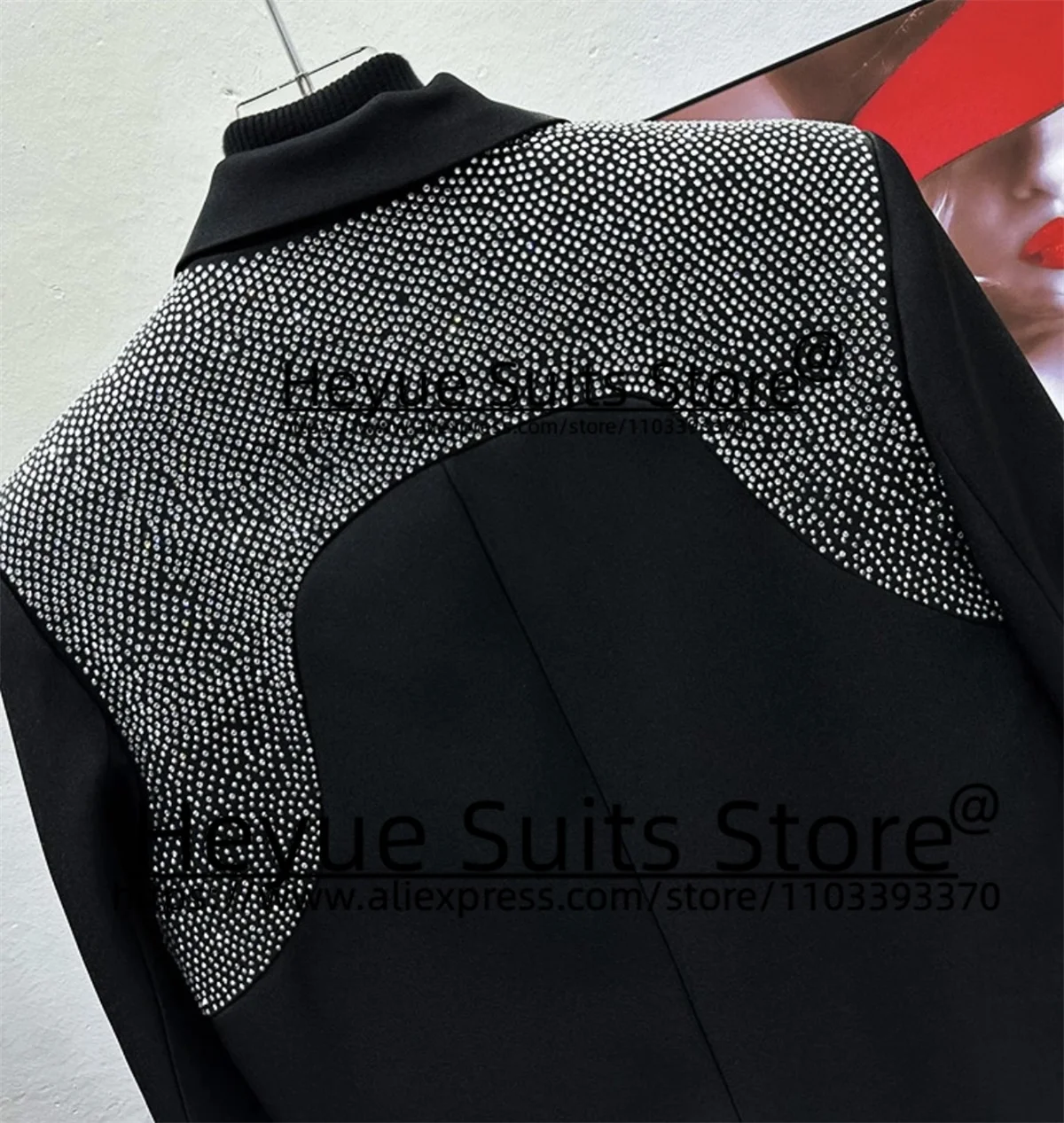 Luxuly Black Diamond setting Men Suits Slim Fit Notched Lapel Groom Formal Tuxedos 2 Pcs Sets Elegant Male Blazers Costume Homme