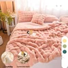 Winter light luxury rabbit plush blanket thickened double-sided velvet throw blanket plush nap blank 3