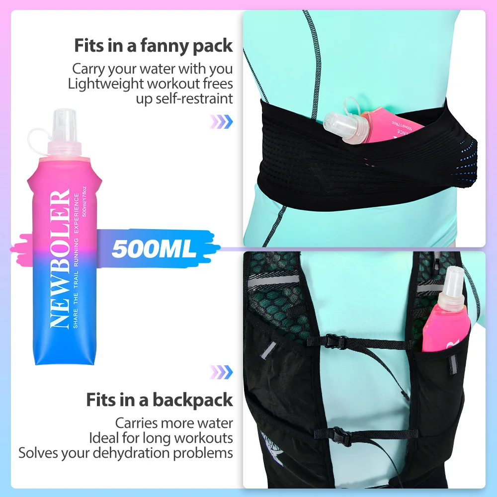 Water Bottle 150/250/300/500ml TPU Folding Soft Flask Outdoor Sport Running Camping Hiking Travel Portable sports water bottle portable water bottle