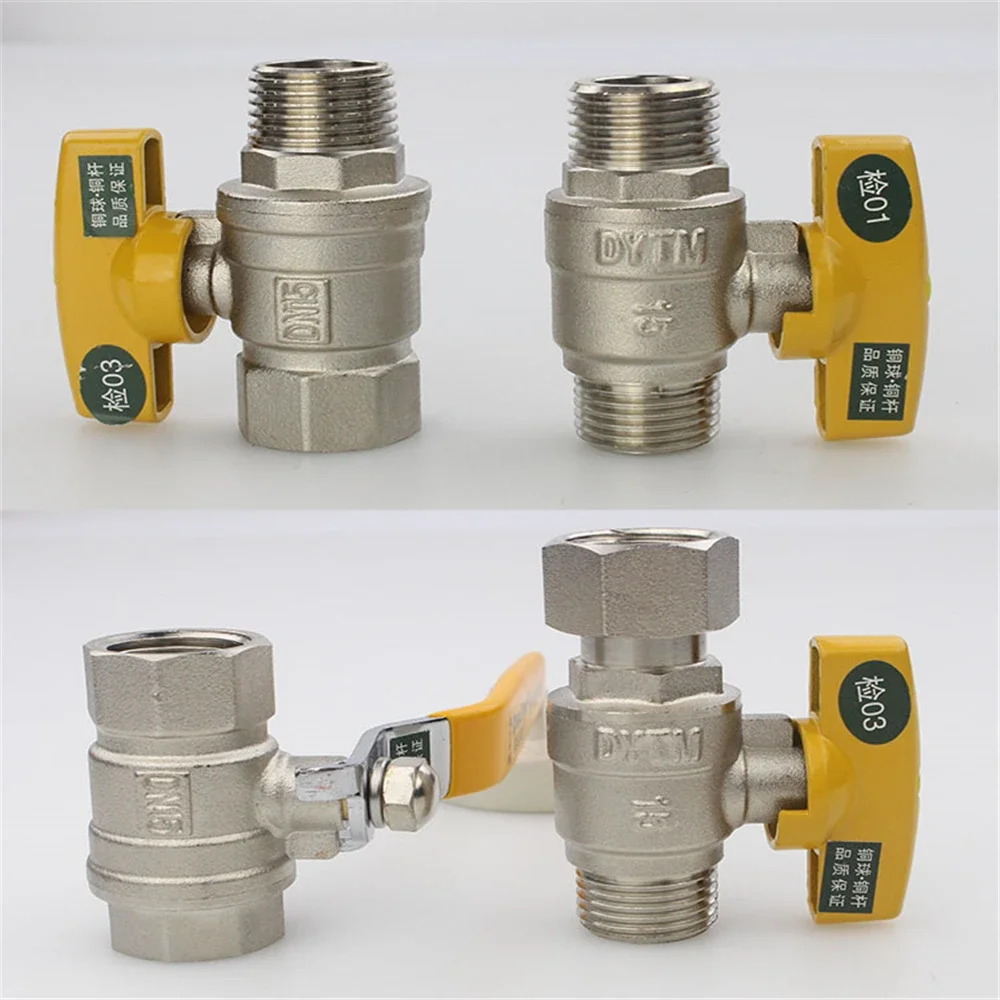 Full Copper 4 Points Inside And Outside Wire Live Connection Short Handle Gas Valve Copper Ball Valve Core Large Flow Ball