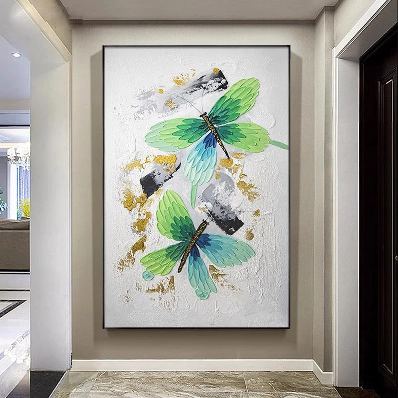 

OQ 100% Hand Painted Oil Painting On Canvas Modern Abstract Butterfly Wall Art Living Room Picture Home Decoration Unframed