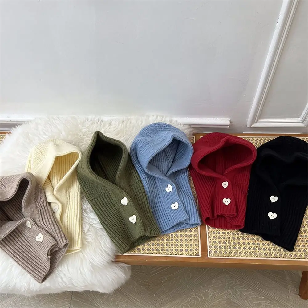Solid Color Woolen Knitted Children Hat Winter Warm One Piece Ear Protection Cap Korean Style Shawl Hat For Boys Girls