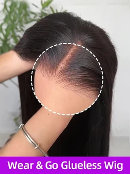 42Inch 5x5 Pre Cut Wear And Go Glueless Wig Bone Straight 13x4 13x6 Glueless Straight Wigs Pre Plucked For Beginners, No Glue, E 1