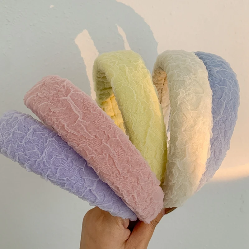 

New Solid Color Folds Lace Headband INS Hair Hoop For Women Simple Cloth Girls Hairband Accessories