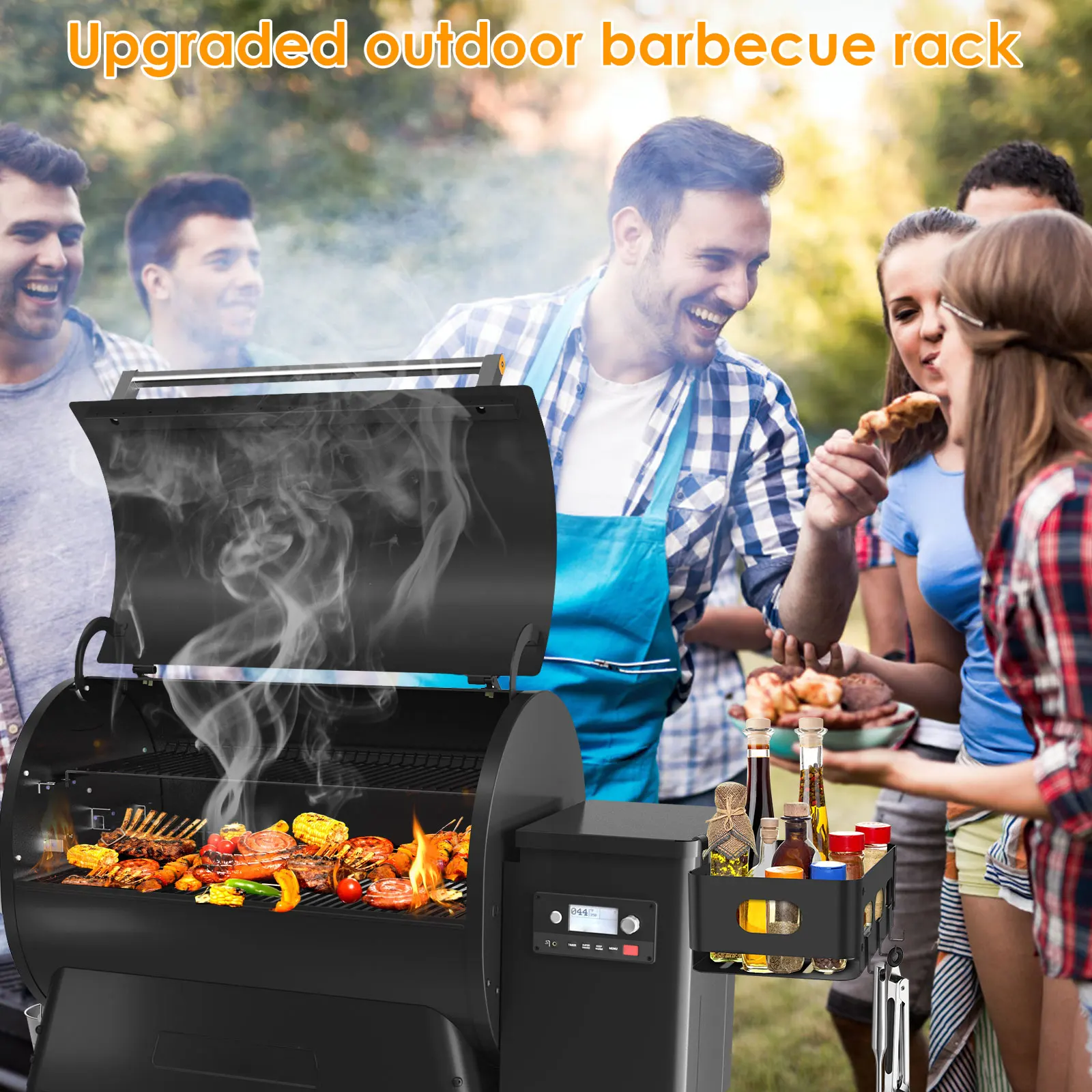 Hanging Spice Storage Rack Grill Storage Shelf Iron BBQ Seasoning Holder Grill Accessories for Oil Bottles Sauces Condiments New
