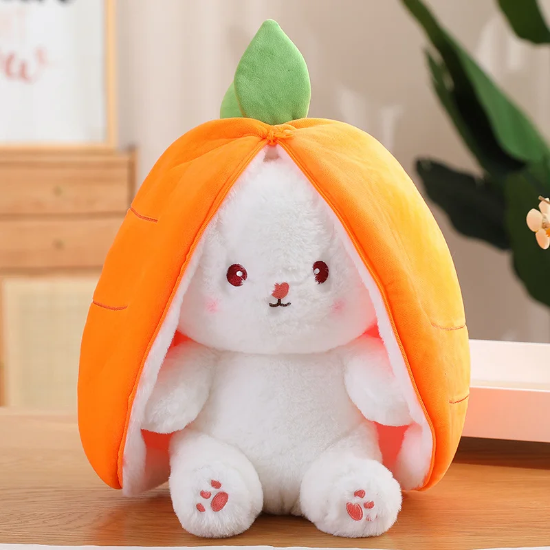 Jouet en peluche lapin transfigure Fruit Kawaii, jolie carotte fraise en  lapin, cadeau d'anniversaire et de noël pour enfants