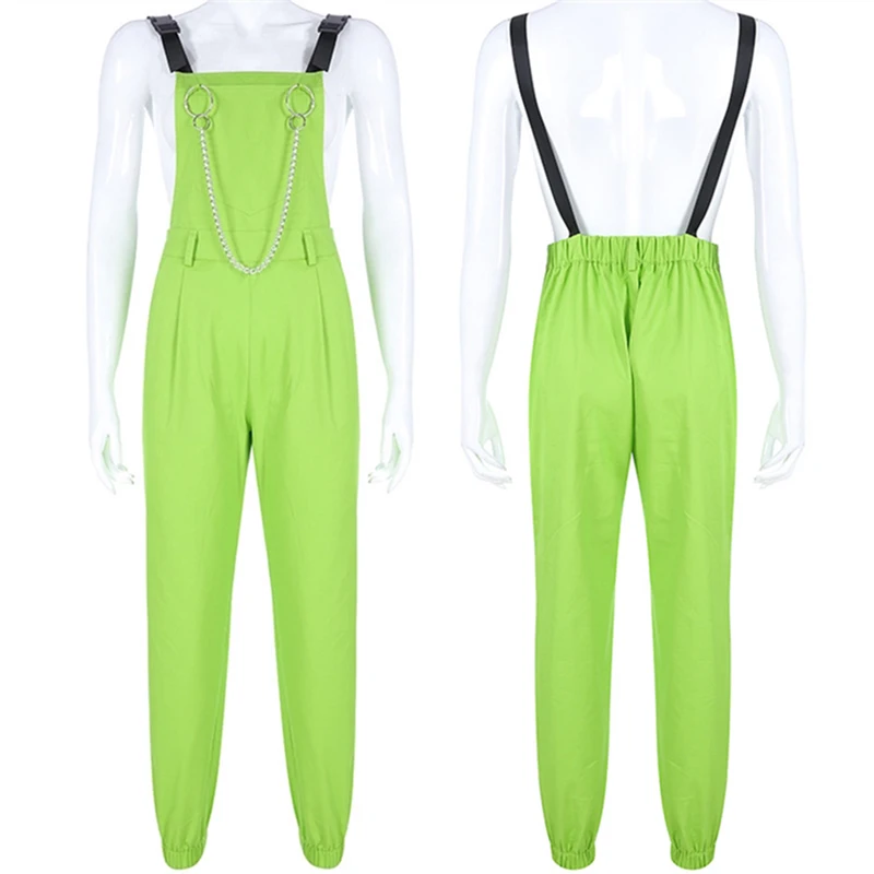Hip Hop Costumes Women Fluorescent Green Overalls Jumpsuit Adults Street Dance Clothes Rave Outfit Dancer Stage Wear DT1964