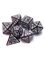 Translucent Classical Rune Relief Polyhedral Dice Set for Tabletop Games (7 - Piece Set) (Translucent red)
