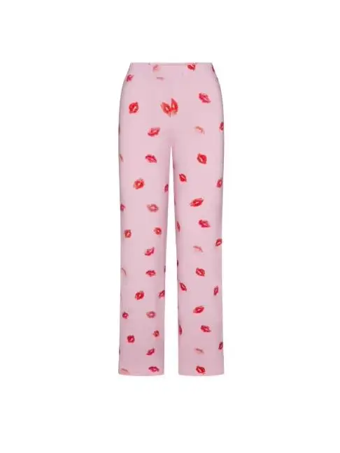 Kardaian Vntine's Day Series Red Lip Print Long Sve T-irt And Pants Slim Fit Spwear Set Casual Sle Universal Fit