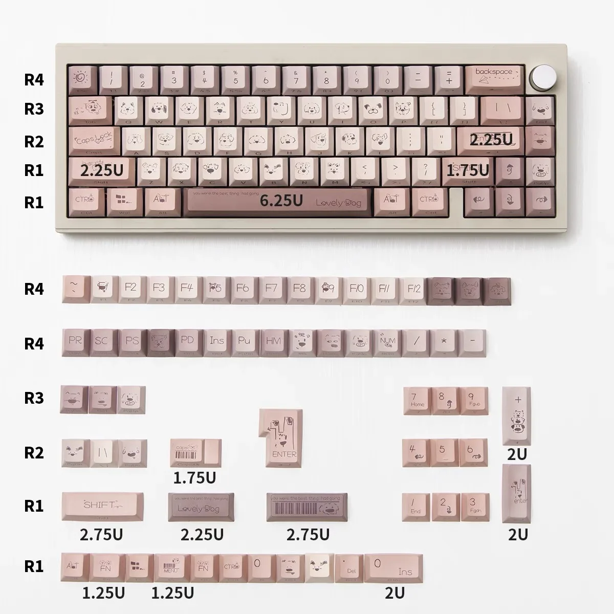 Moa-cute Puppy Keycap 135 Chaves Pbt Faça Você Mesmo Criativo 61 87 104 108 Alice Teclado Mecânico Keycaps Keycaps Presente - Imagem 6