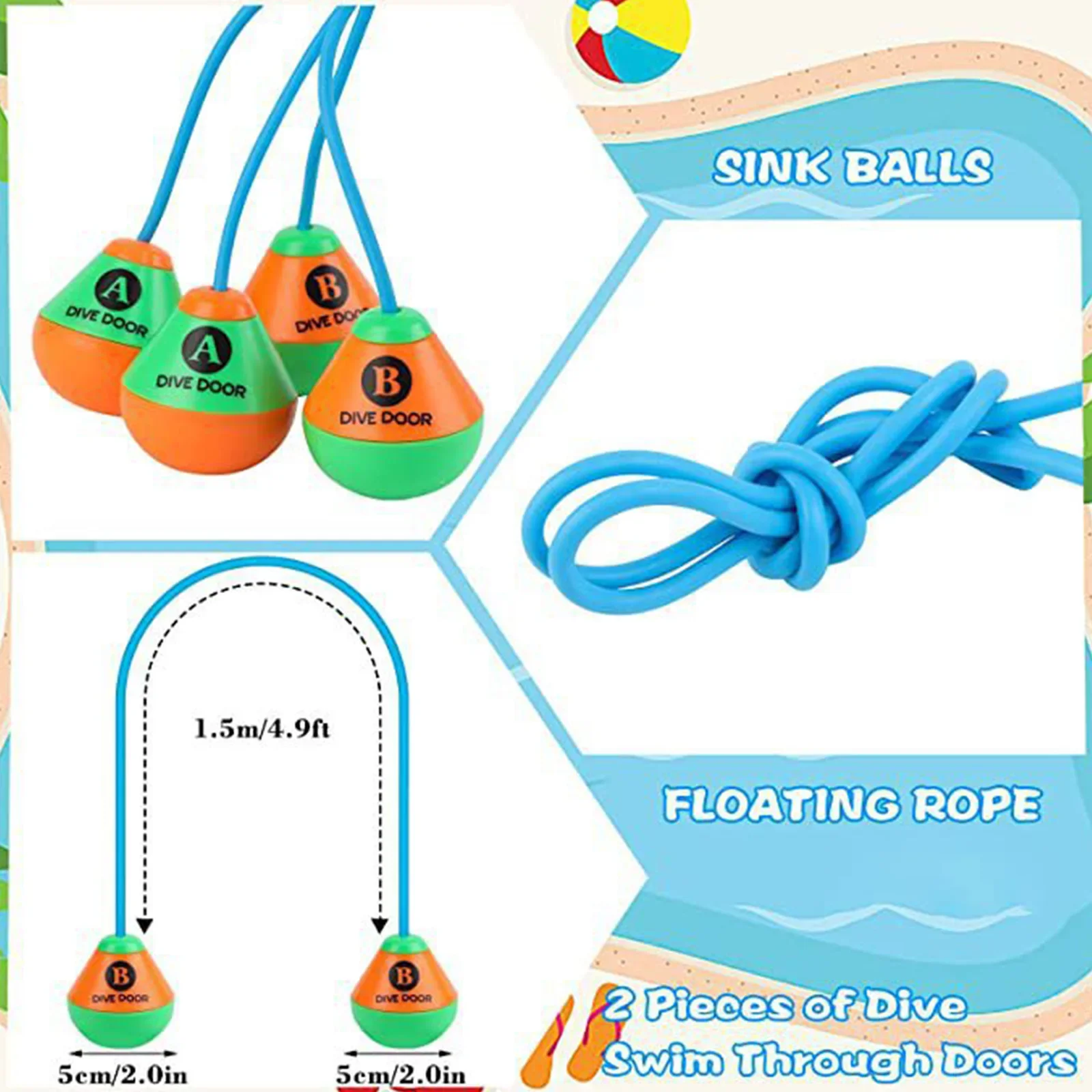 2/4PCS Through Door Diving Ring Funny Swimming Game Aids Dive Door Reusable Dive Swim Through Door Adults Kids Pool Water