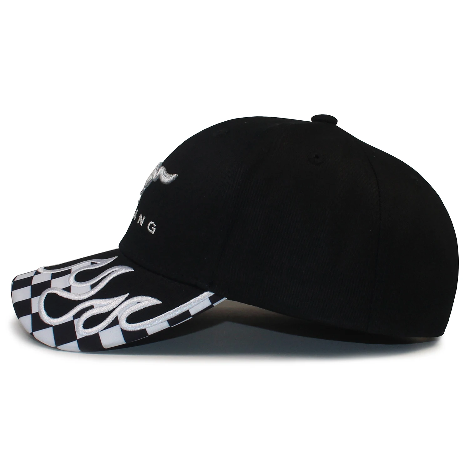 Baseball Caps Men's Adjustable Racing Flame Design 3D Embroidery Structured Dad Hat