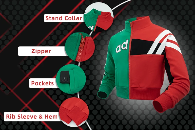 Description Picture 2 of itemWomens Cropped Jackets Lady Color Block Y2K Crop Bomber Jackets Red Patches Green female Outerwears Coats For Fall&winter