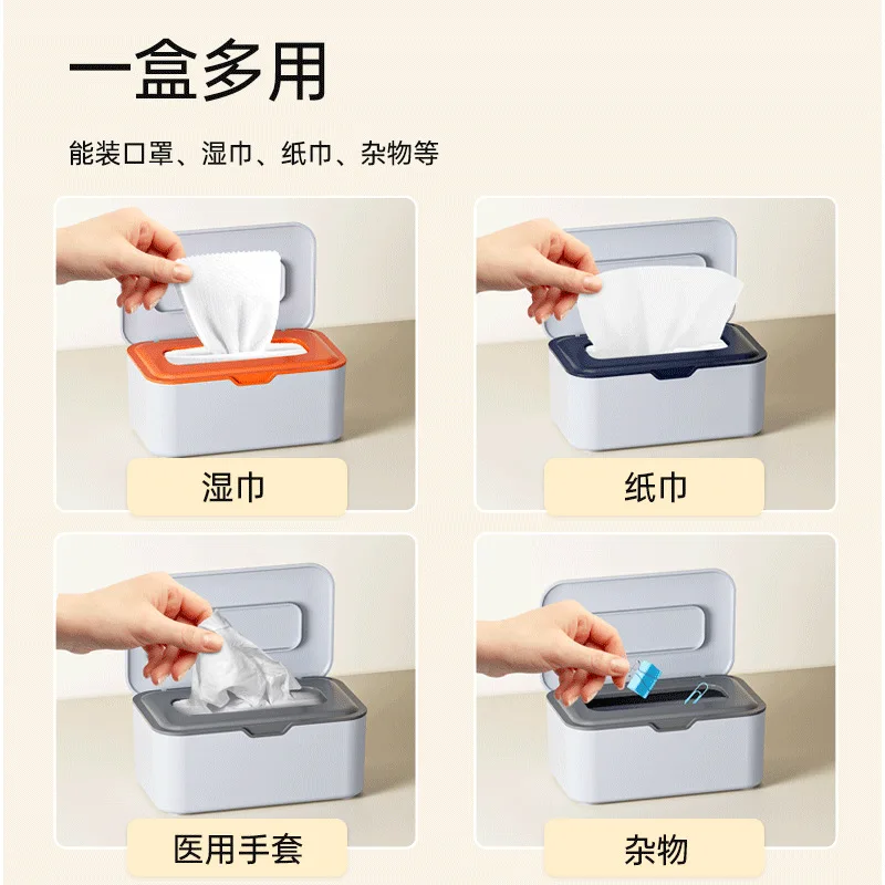 New Wet Tissue Box Desktop Seal Wipes Paper Storage Box Household Plastic Dust-proof with Lid Tissue Box for Home Office Decor 3