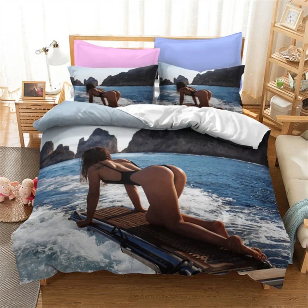 Bikini Beautiful Sexy Girls Bedding Set King Queen Twin Size Duvet Cover Set With Pillowcase Polyester Bed Linen For Teens Adult