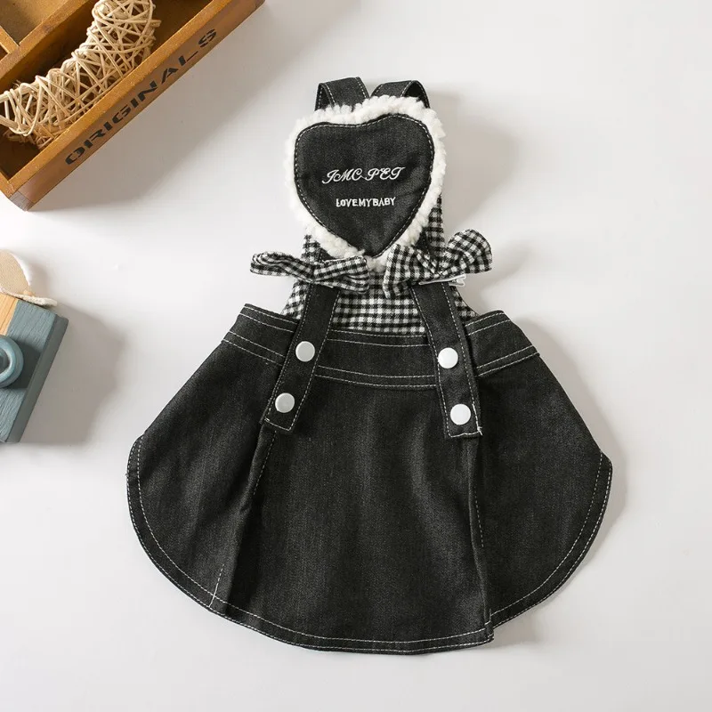Pet Retro Denim Skirt Teddy Puppy Cat Summer Strap Skirt Pet Couple Clothing Cute Soft Breathable Casual Set Pets Supplies