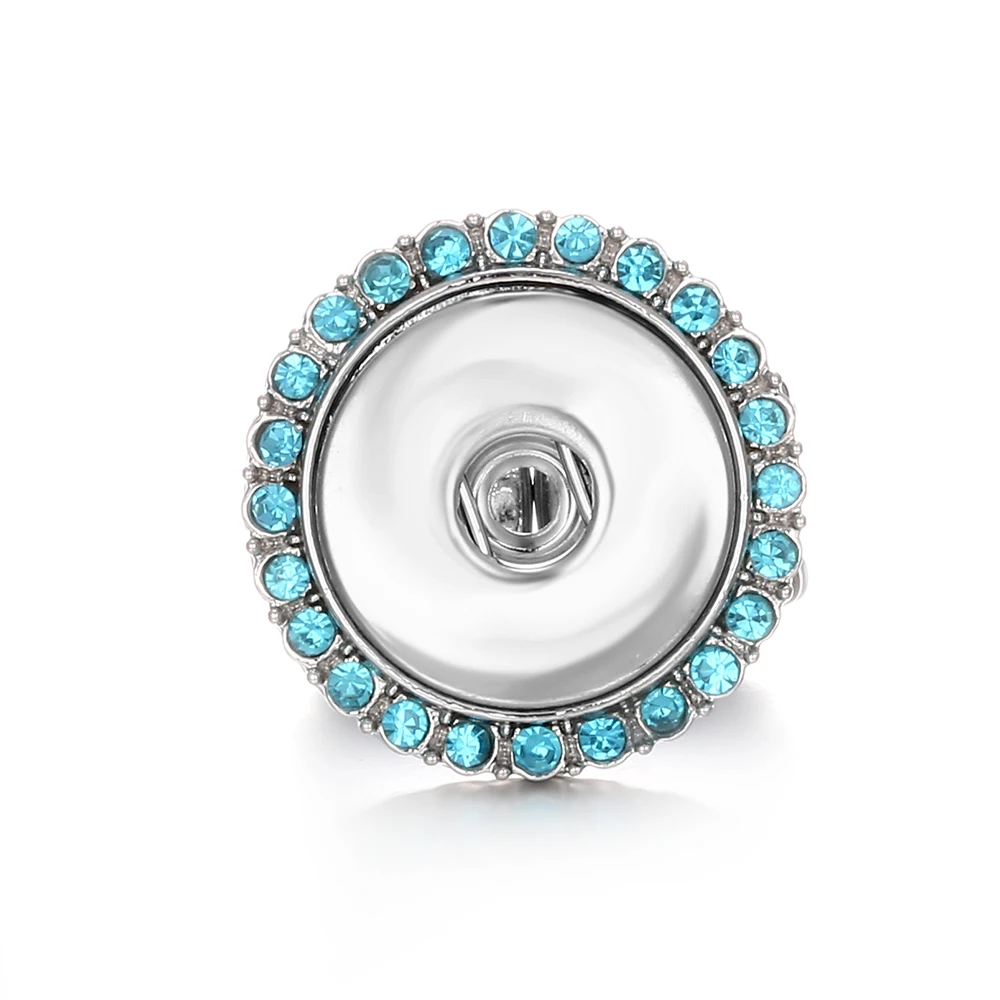 15pcs Crystal DIY Elastic Adjustable 18mm Snap Buton Ring For Women Men Rings For Women Snaps Jewelry