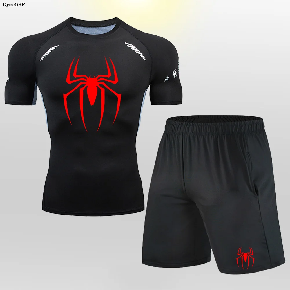Man Compression Sets Gym Running Shorts T Shirt Fitness Training Mens Tracksuit Short Sleeves Shirts Sport Workout Suit Rashgard compression t shirt,sport t shirt,short sleeve t shirt,running t shirts,running t shirt,fitness clothes,running shorts