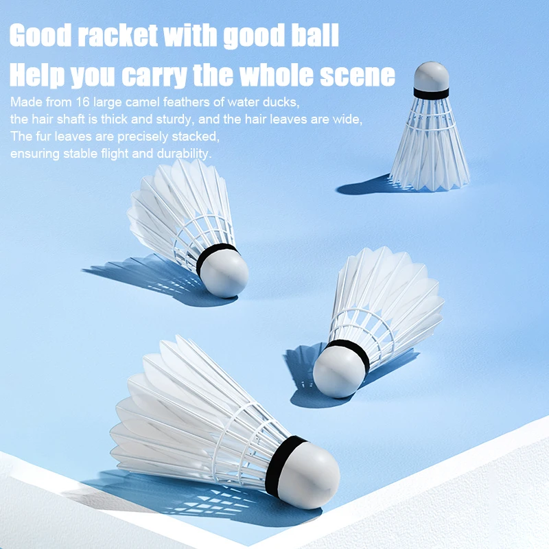 Double Badminton Racket Set For Adults With Durable High Elasticity Good Looks Foam Handle Feathers Professional Defensive