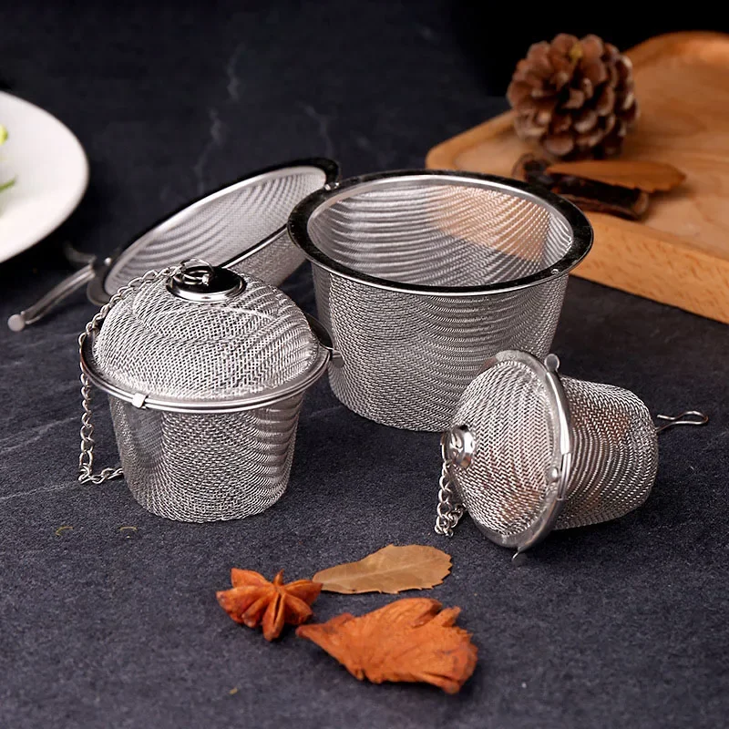 Reusable Stainless Mesh Herbal Strainer Teakettle Locking Tea Filter Infuser Spice Seasoning Ball Basket