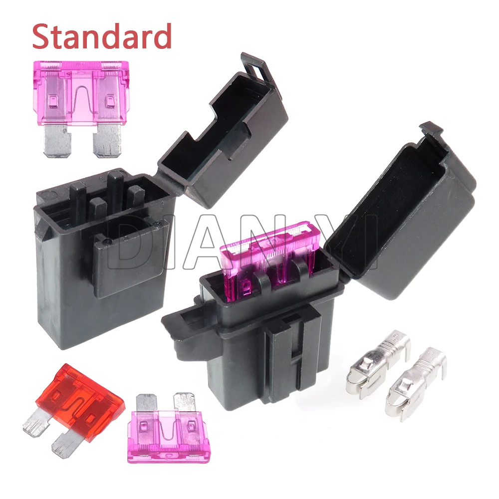 

1 Set BX2017A/BX2017D Medium Blade Type Auto Insurance Socket Standard Fuse Box with Terminals Middle Car Fuse Holder Starter