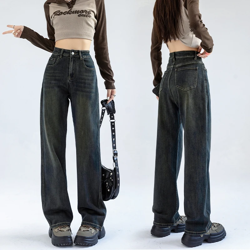 

2024 New Baggy Jeans Women High Waisted Denim Pants female Wide Leg High Street Washed Vintage Velvet Warm Loose Trousers Y2K