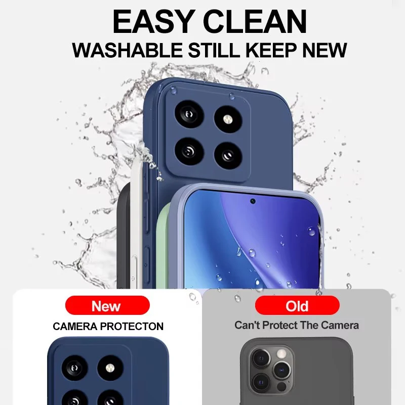 Phone Case Original Square Liquid Silicone for xiaoimi 14T 14T pro Luxury 360 Soft Shockproof Back Cover for MI13T pro Coque