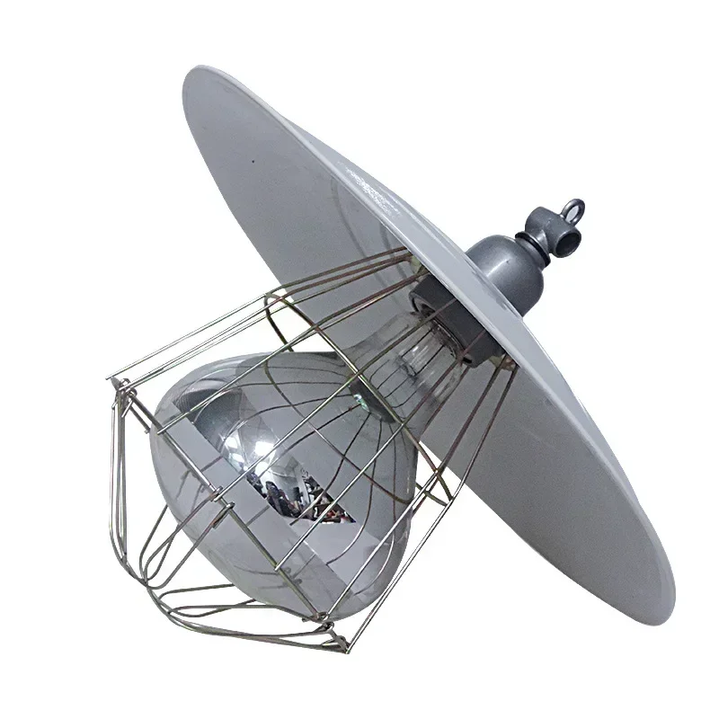 220V 3-in-1 Poultry Heating Lampshade Infrared Thermal Insulation with Mesh Cover Ceramic Lamp Mouth Set for Animal Husbandry