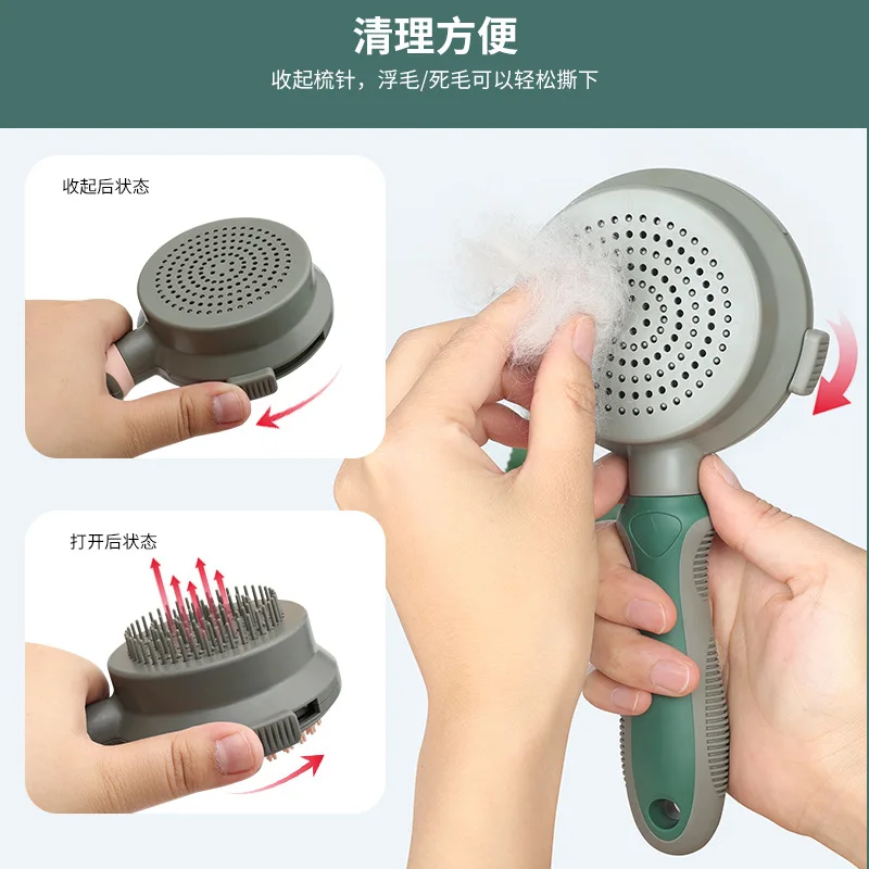 

Pet Grooming Brush Self Cleaning Cleaning Hair Comb Double-sided Massage Comfortable Supplies for Removing Floating Hair Bathing
