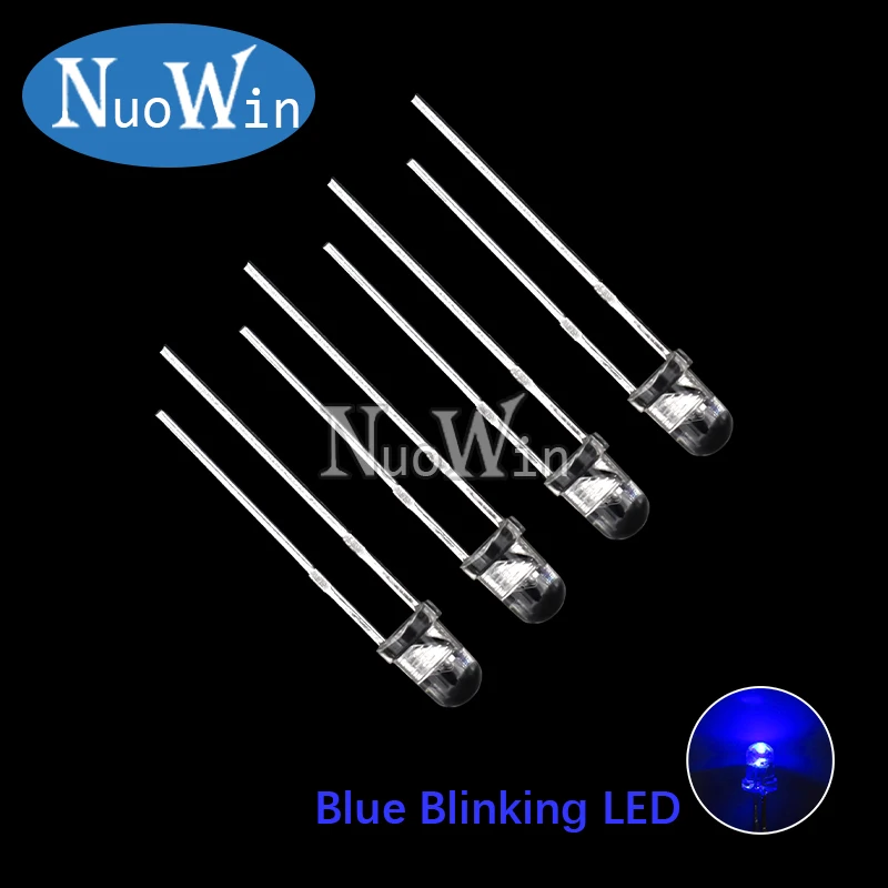 LED Diode 50pcs 3mm White Green Red Blue Yellow Light Emitting Diode Automatic Flashing LED Flash Control Blinking F3 1.5HZ